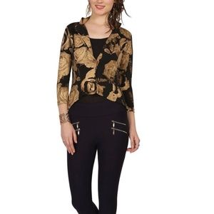 Black Floral Printed Full Sleeve Jacket. NWT